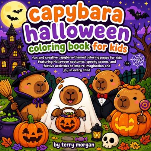 Capybara Halloween Coloring Book for Kids book cover