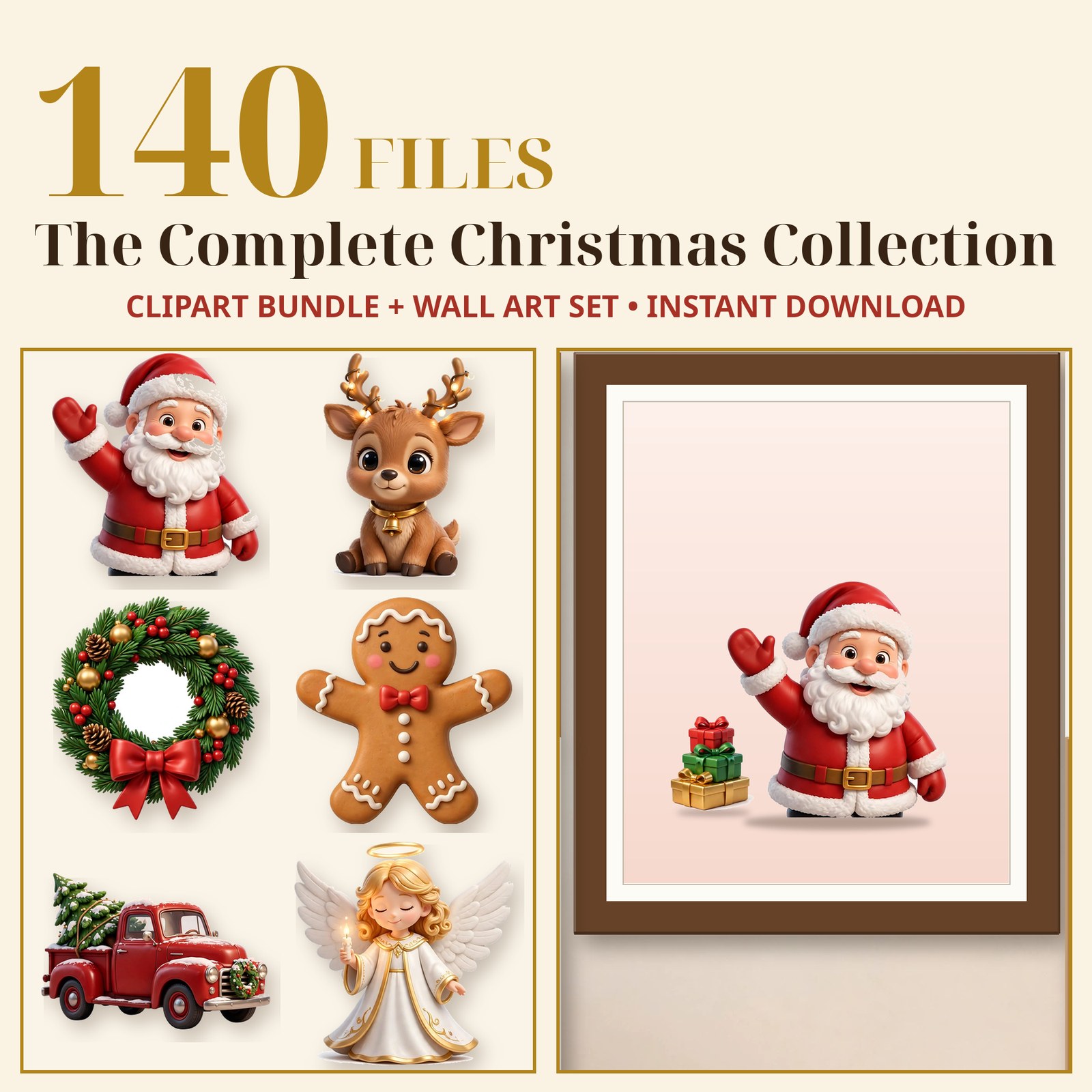 The Complete Christmas Collection — 3D Christmas clipart and matching wall art prints